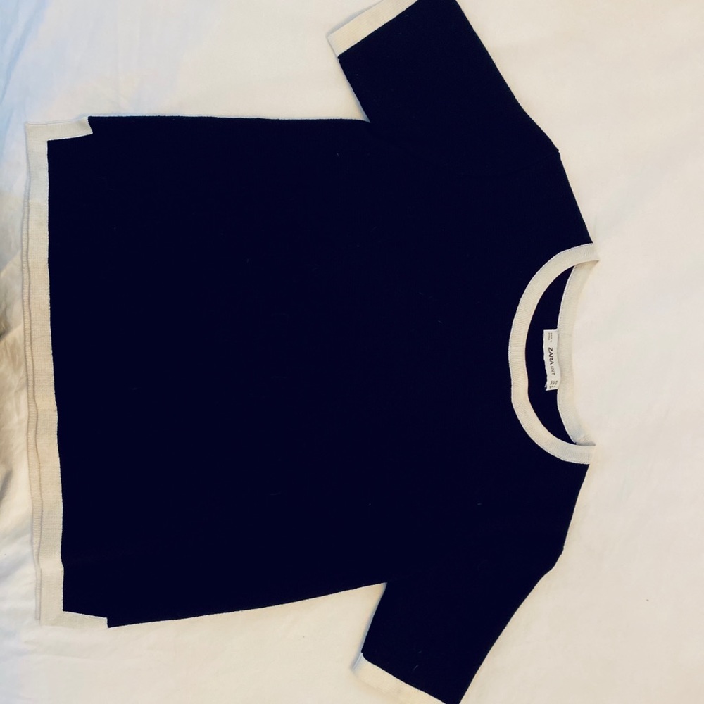 ZARA black and white knit top